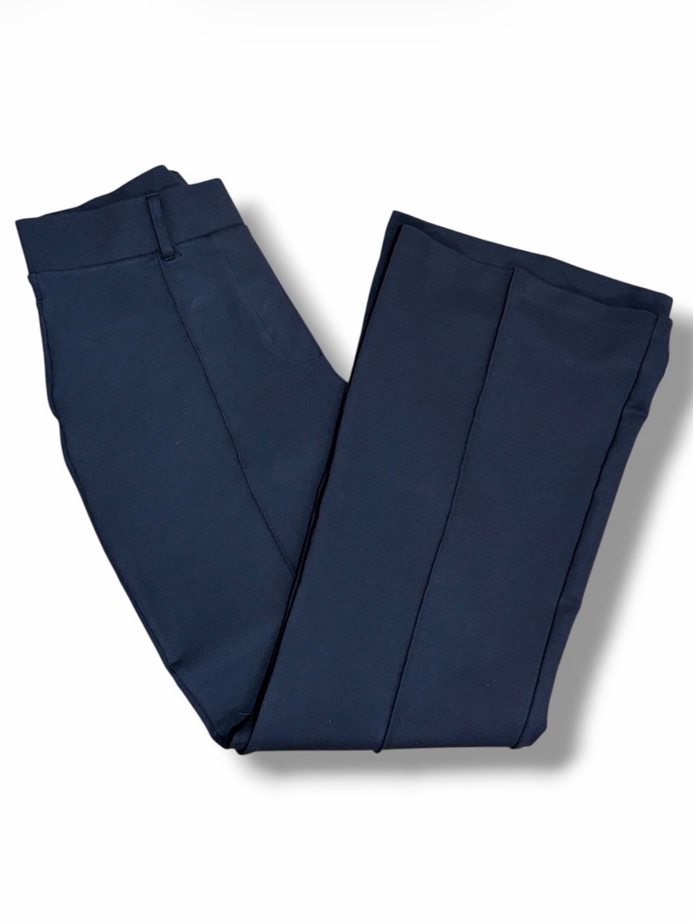 Quince Ultra-Stretch Ponte Flare Leg Pants Navy Size M Pull On Business Casual